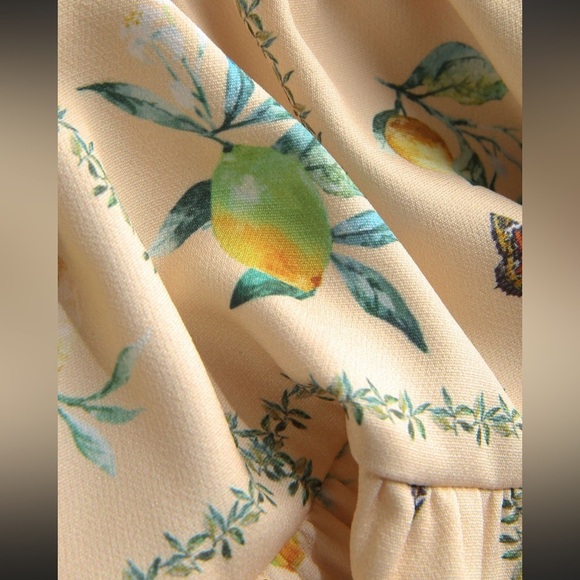 NWT CIDER BUTTERFLY & FRUIT PATTERN RUFFLE LAYER CAMI DRESS - Size Small SKU:363 - Picture 2 of 9